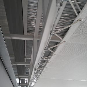Joints of the canvas with the structure.